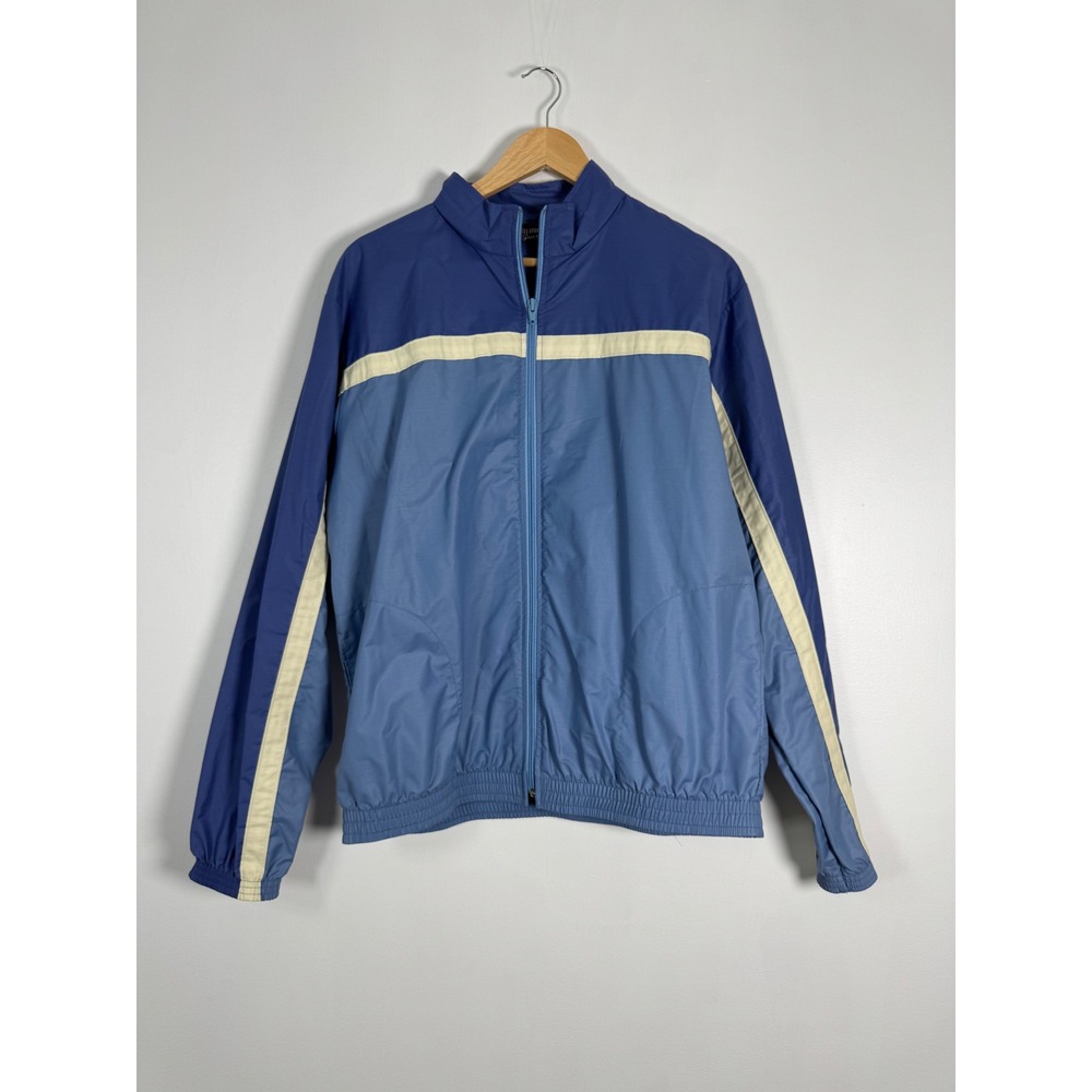 Retro Southbridge Sport Mens L Windbreaker Blue Colorblock Full Zip Jacket